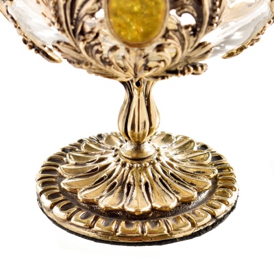 Набор 2 бокала для коньяка с искусственным камнем "Янтарь желтый", в шкатулке из массива