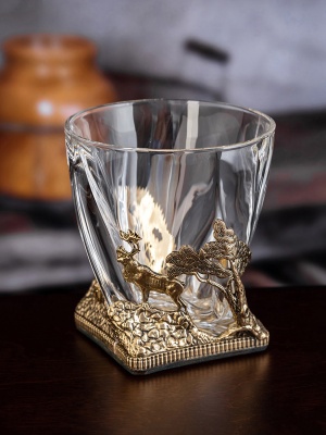 Бокал для ВИСКИ ручная работа охота на оленя в подарочной упаковке