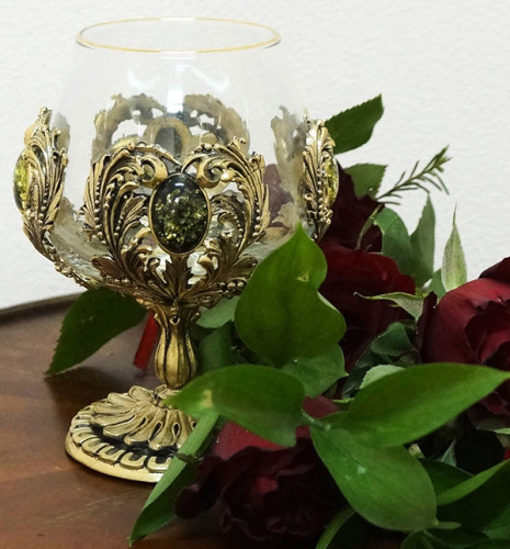 Бокал для коньяка с искусственным камнем (Янтарь зеленый)  в подарочной коробке