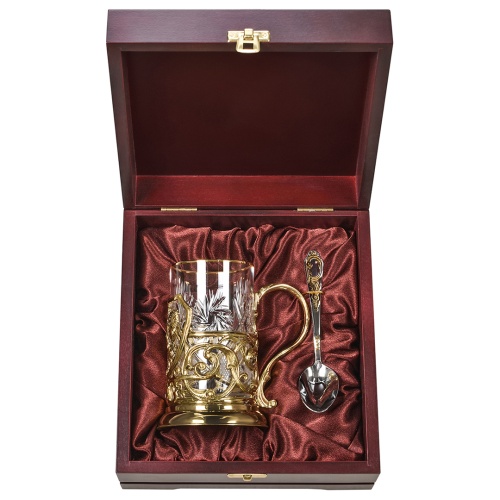 Подстаканник ручной работы "Георгий Победоносец",в деревянной шкатулке