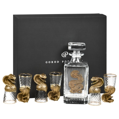 Набор 6 стопок-перевертышей со штофом "Змея", в коробке из дизайнерского картона