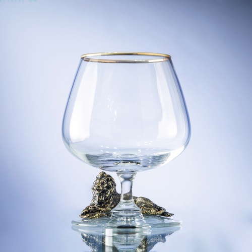 Набор из 2-х бокалов для коньяка "Лев лежачий" в черной подарочной коробке