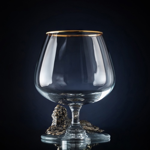 Набор из 2-х бокалов для коньяка "Лев лежачий" в черной подарочной коробке