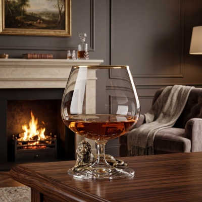 Подарочный бокал для коньяка "Лев лежачий" в подарочной коробке