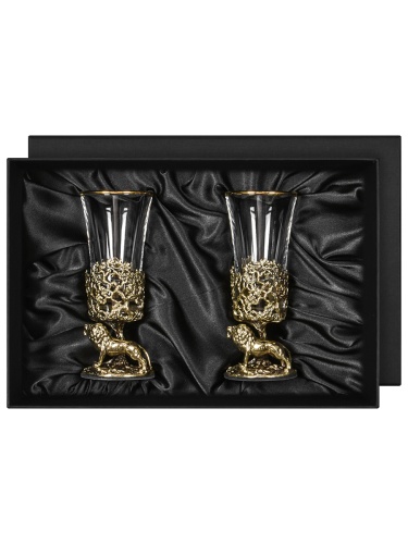 Набор 2 лафитника "Лев", в черной подарочной упаковке.