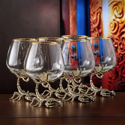 Набор 6 бокалов для коньяка  (Р) "Скорпион" новый, в деревянной шкатулке