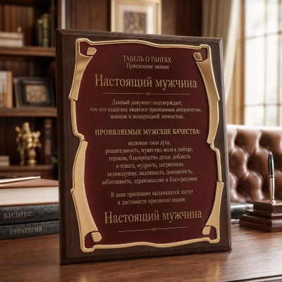 Плакетка наградная Настоящий мужчина. Табель о рангах в черной коробке