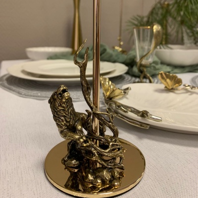 Подсвечник металлический малый Лев в транспортной коробке