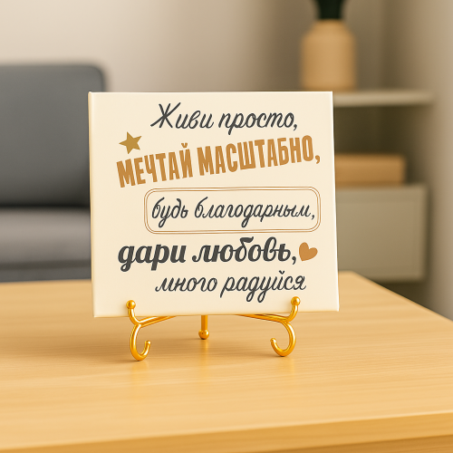 Плитка подарочная "Живи просто..." в подарочной коробке