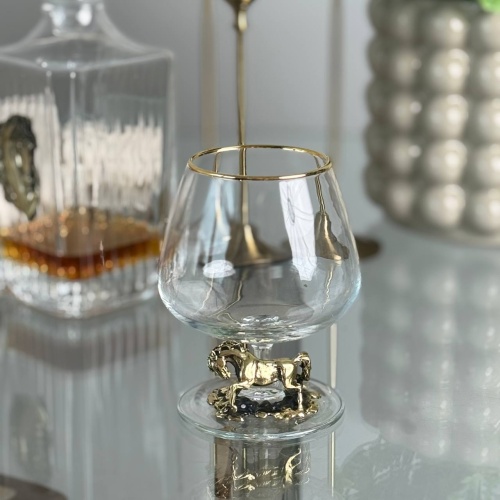 Набор из 6 бокалов для коньяка Лошадь в деревянной шкатулке 