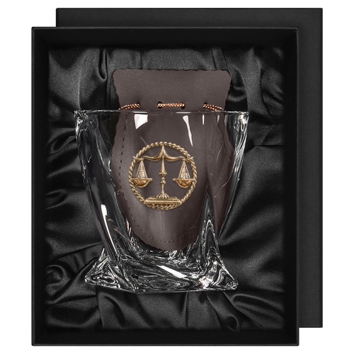 Бокал для виски с накладкой "Весы", в коробке из дизайнерского картона
