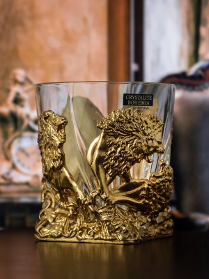 Бокал для ВИСКИ ручная работа Львы в подарочной упаковке