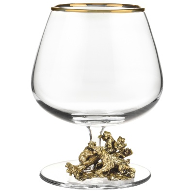 Набор из 2-х бокалов для коньяка "Медведи" в черной подарочной коробке