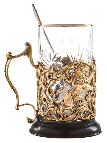 Подстаканник ручной работы  С Юбилеем 55 лет в черной подарочной упаковке