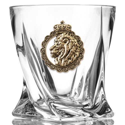 Набор 2 бокала для коньяка и 4 бокала для виски "Лев и Львица", в шкатулке из массива