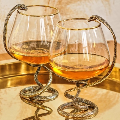 Набор 2 бокала для коньяка "Змея", в шкатулке из массива