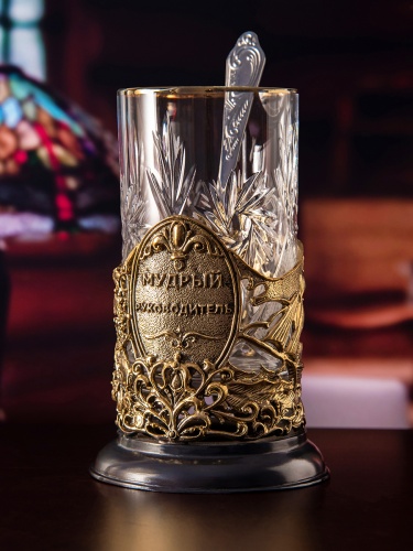 Подстаканник Ручной работы "Мудрый руководитель" в черной подарочной коробке