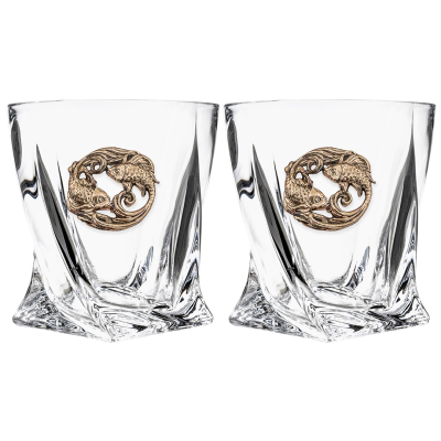 Набор 2 бокала для виски с накладкой "Рыбы", в шкатулке Mr Whiskey