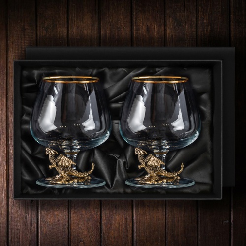 Набор из 2-х бокалов для коньяка "Дракон" в черной подарочной коробке