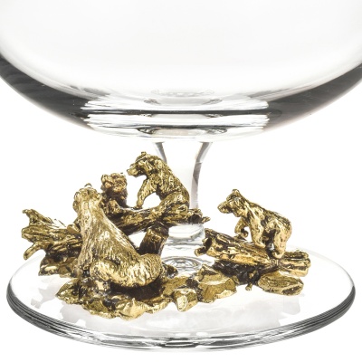 Набор из 2-х бокалов для коньяка "Медведи" в черной подарочной коробке