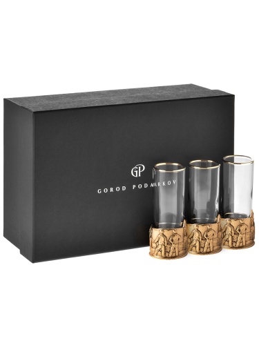 Набор 3 стопки патрон Профессии "Нефтяник", в черной подарочной упаковке