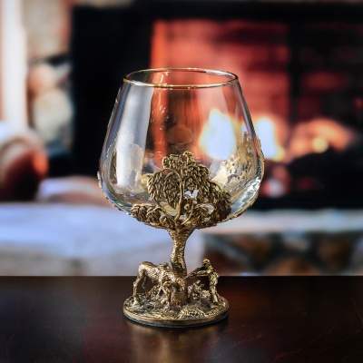 Бокал для коньяка Охота на Лося 420 мл в подарочной коробке