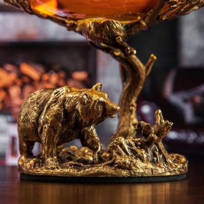 Набор 2 бокала для коньяка (Р) "Кабан +Медведь ", в черной  подарочной упаковке