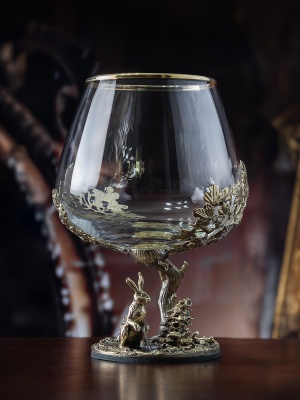 Бокал для коньяка "Заяц" 420 мл в подарочной коробке