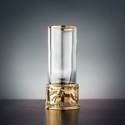 Набор из 2-х стопок Патрон Медведь с латунным основанием в подарочной коробке