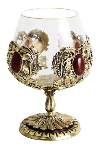 Бокал для коньяка Классик с натуральным камнем "Сердолик" 420 мл в деревянной шкатулке