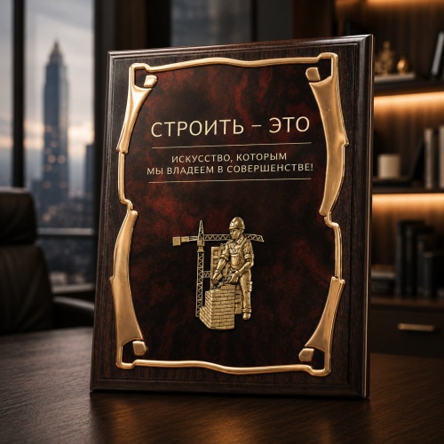 Панно "Строители" с накладкой Строитель в картонной коробке