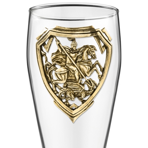 Бокал для пива, накл. "Георгий Победоносец" ВЕЛИКАЯ РОССИЯ ,латунь,в ч/б коробке