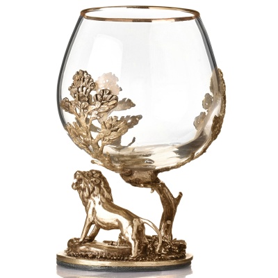 Набор 4 бокала для коньяка и 4 лафитника "Лев", в коробке из дизайнерского картона