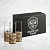 Набор из 3-х стопок-патронов Герб РФ в черной подарочной коробке с печатью Герб Победное слово за нами