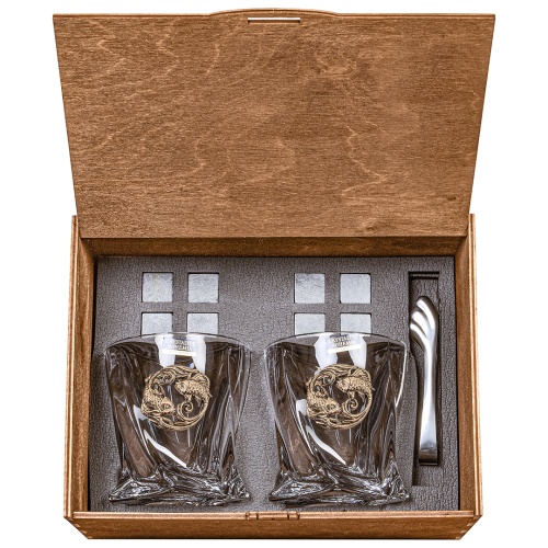 Набор 2 бокала для виски с накладкой "Рыбы", в шкатулке Mr Whiskey
