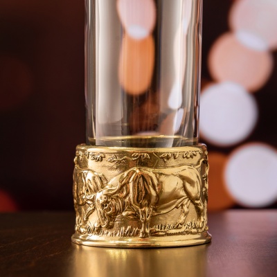 Набор из 2-х стопок Патрон Буйвол с латунным основанием в подарочной коробке