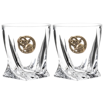 Набор 2 бокала для виски с накладкой "Водолей", в коробке из дизайнерского картона