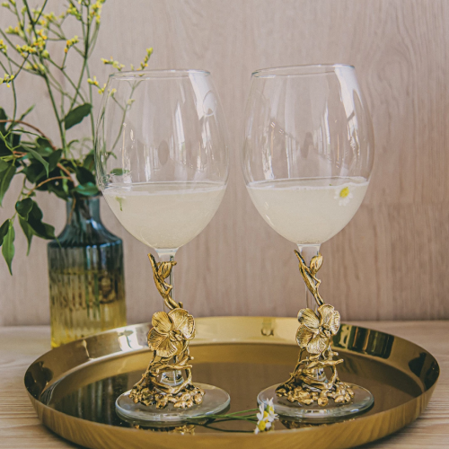 Подарочный набор из 2 бокалов для вина "Орхидея" в картонной коробке