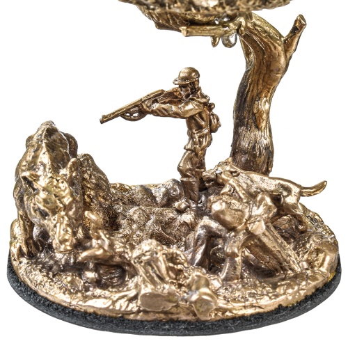 Набор из 6-ти бокалов для коньяка Охота на Кабана 420 мл в деревянной шкатулке  из массива